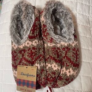 Dearfoams Red and Tan Slipper Socks